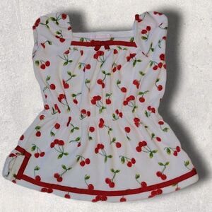 JANIE AND JACK CHERRY PRINT TERRYCLOTH SWIM COVER-UP DRESS, SIZE 6-12 MONTHS